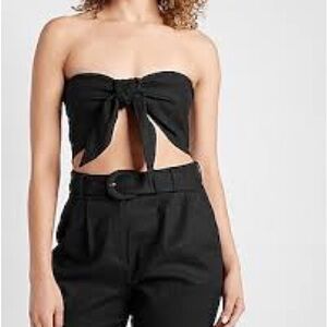 EXPRESS Black Strapless Tie-Front Top